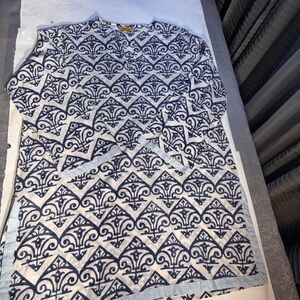 🌿 Roberta Roller Rabbit Blue & White Printed Cotton Tunic (Size L)